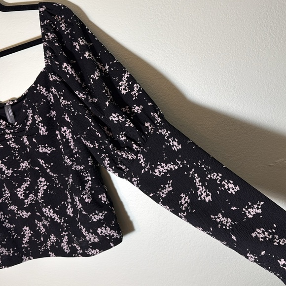 Anthropologie black floral sweetheart top blouse size L - Picture 5 of 9